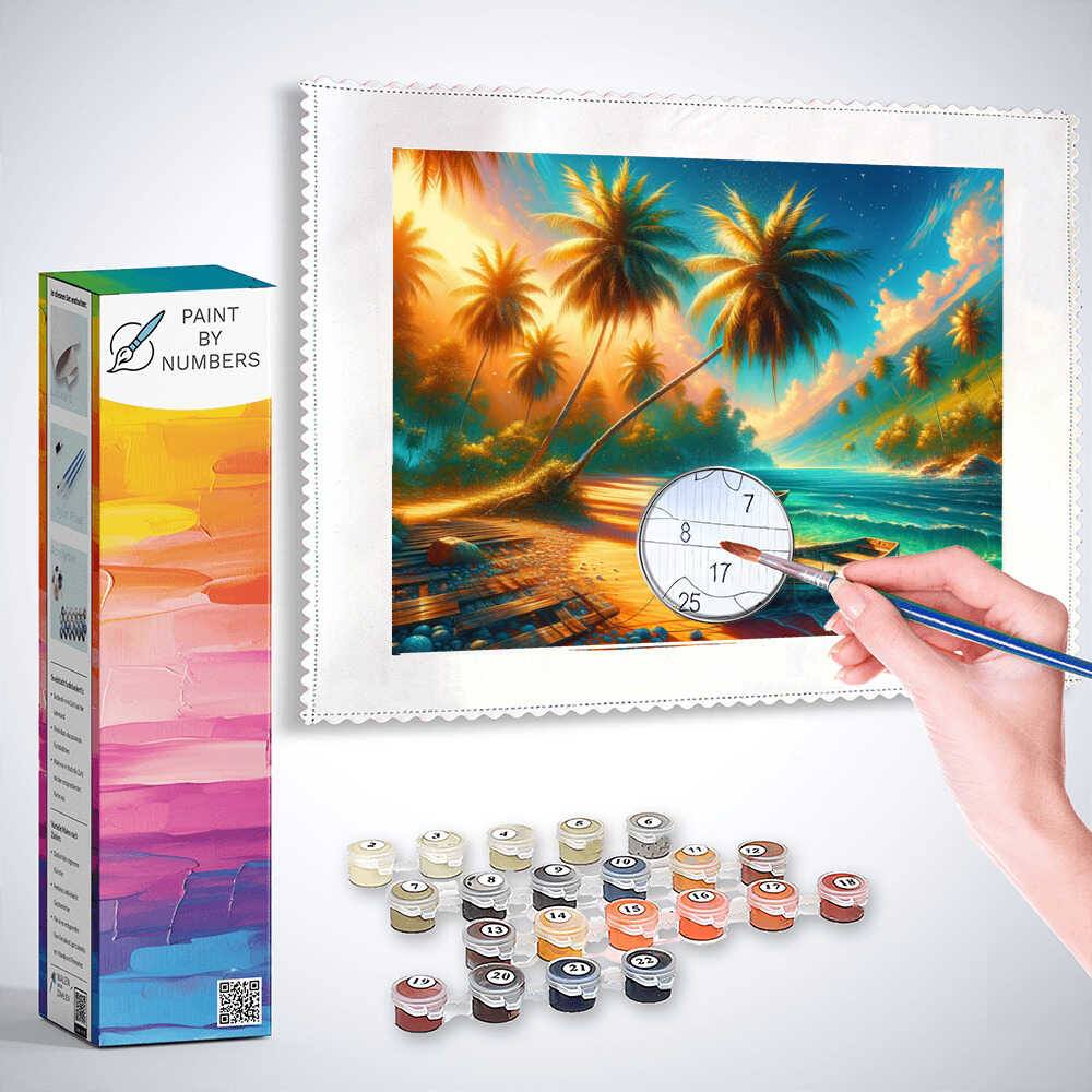 Palm trees on the beach - Paint by Numbers