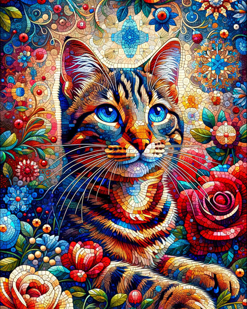 Paint by Numbers - Cat Mosaic Spotted Cat