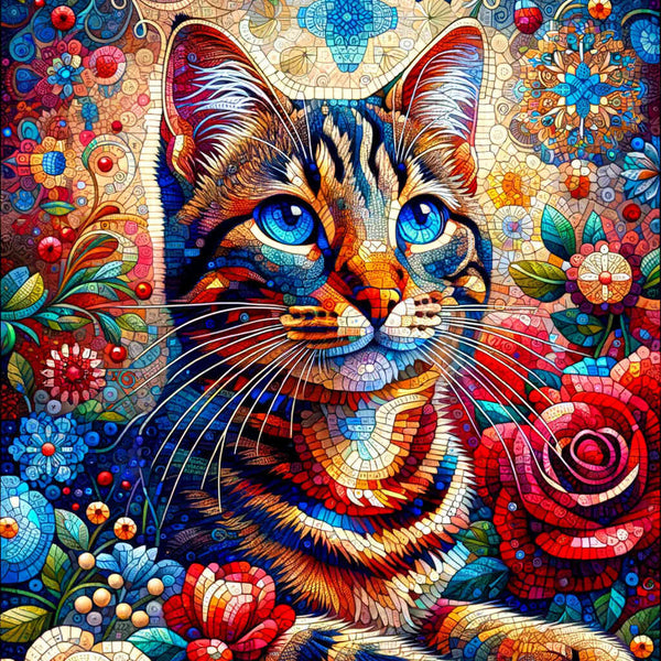 Paint by Numbers - Cat Mosaic Spotted Cat