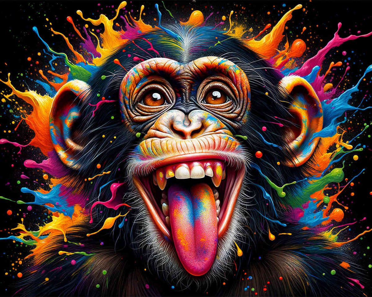 Monkey sticks out tongue - Paint by Numbers