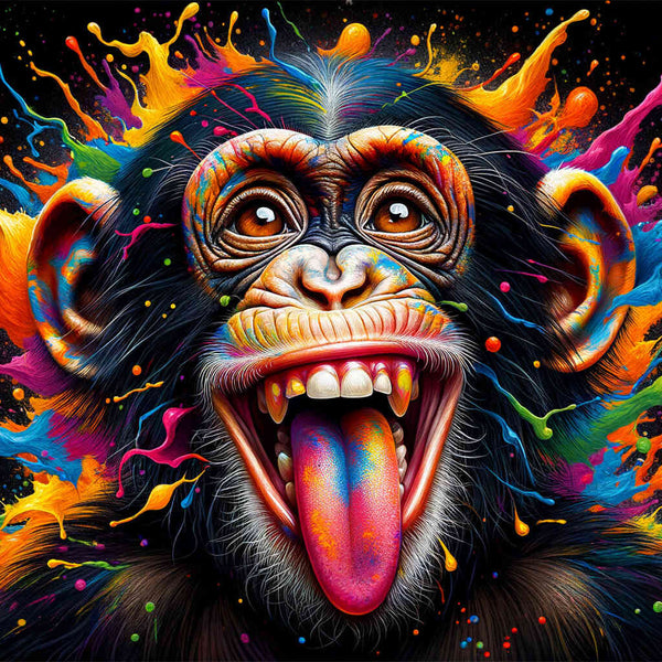 Monkey sticks out tongue - Paint by Numbers
