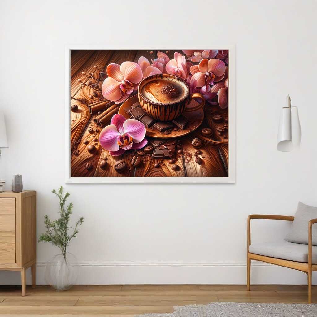 Coffee with flower - Paint by Numbers