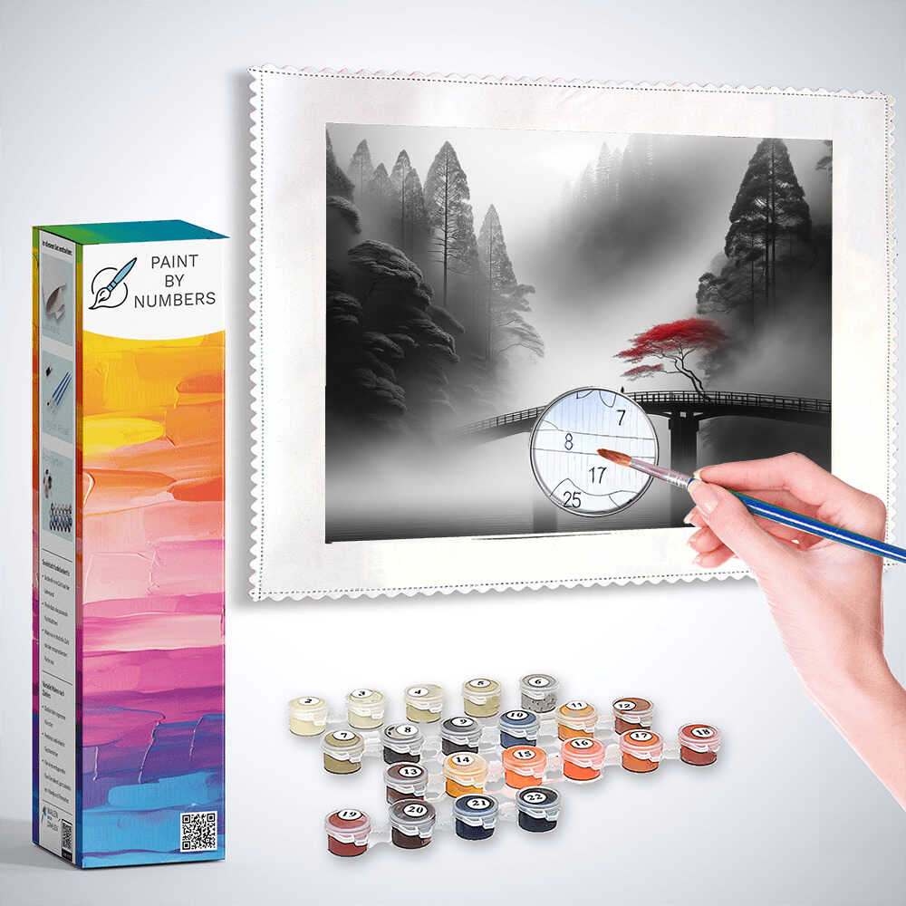 Paint by Numbers - Bridge in black and white