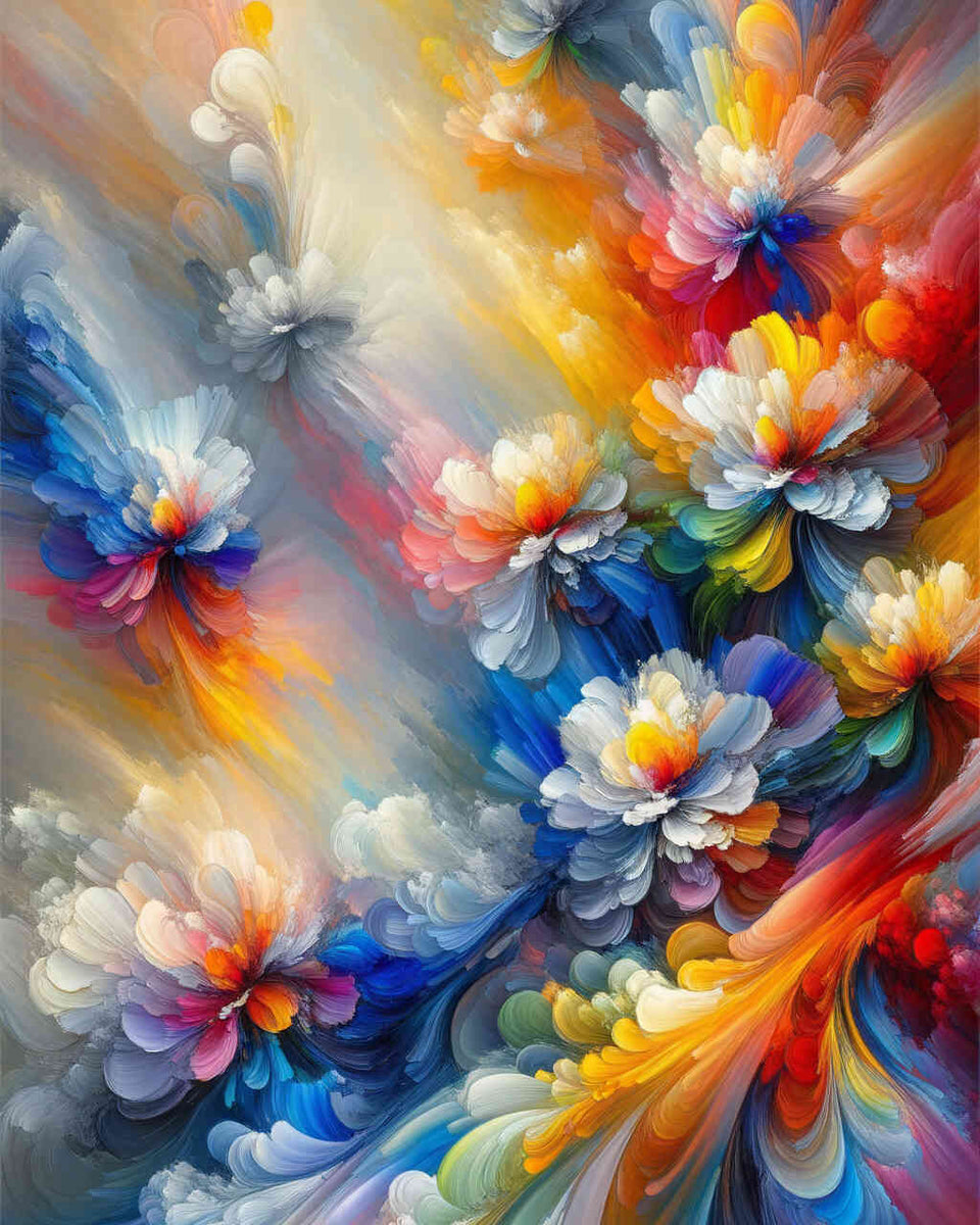 Paint by Numbers - Colorful abstract flowers