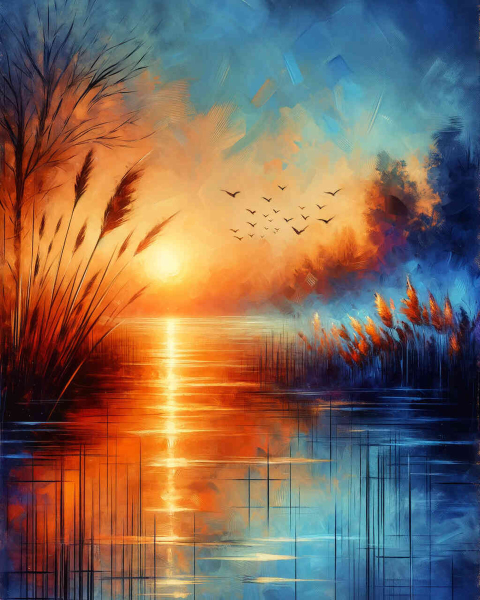 Paint by Numbers - Reeds by the lake, evening glow