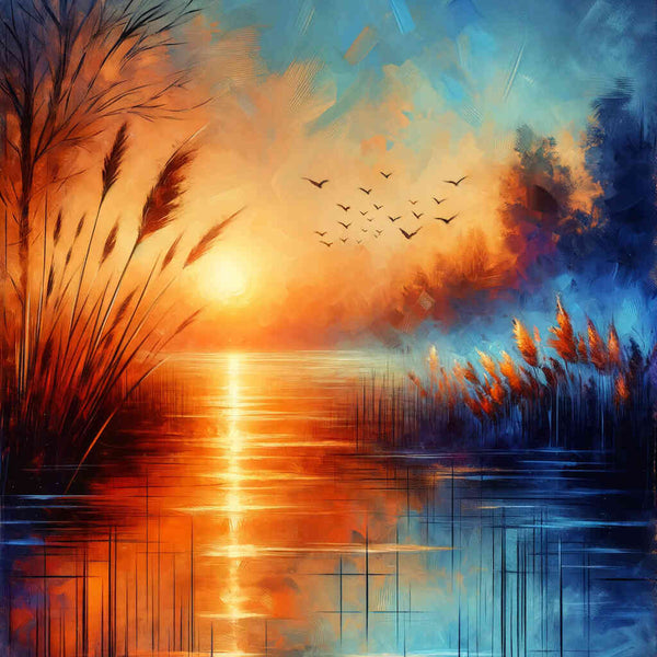 Paint by Numbers - Reeds by the lake, evening glow