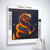 AB Diamond Painting - Schlange Orange - gedruckt in Ultra-HD - AB Diamond, Neu eingetroffen, Quadratisch, Schlange, Tiere