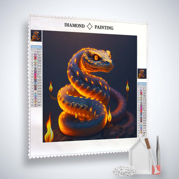 AB Diamond Painting - Schlange Orange - gedruckt in Ultra-HD - AB Diamond, Neu eingetroffen, Quadratisch, Schlange, Tiere