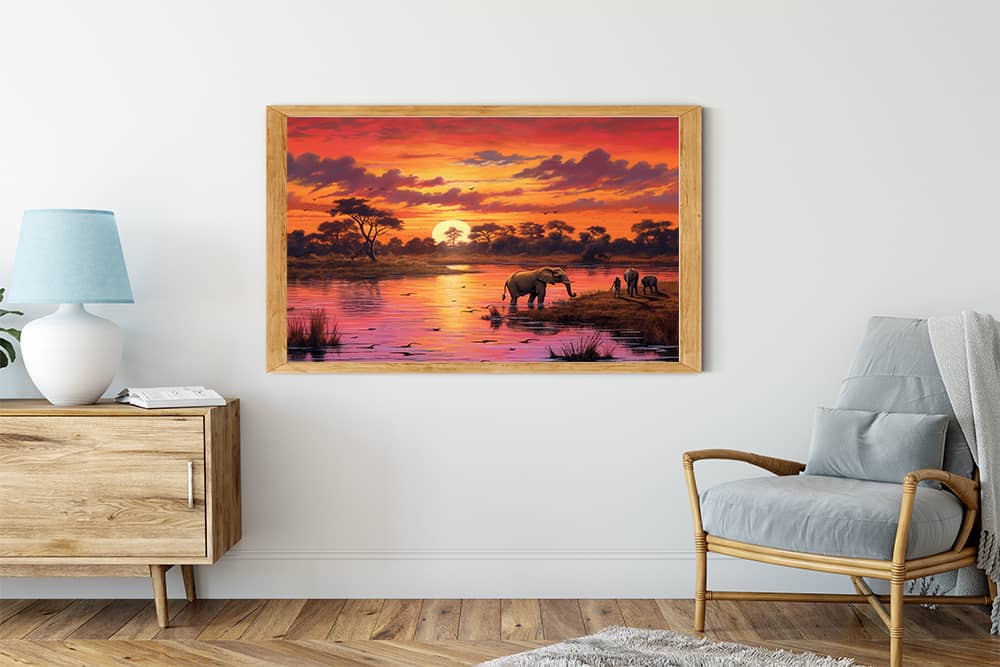 Africa, sunset with river - Paint by Numbers