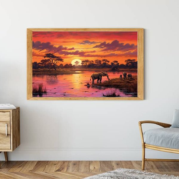 Africa, sunset with river - Paint by Numbers