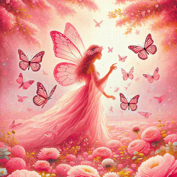 Paint by Numbers - Pink fairy with butterflies