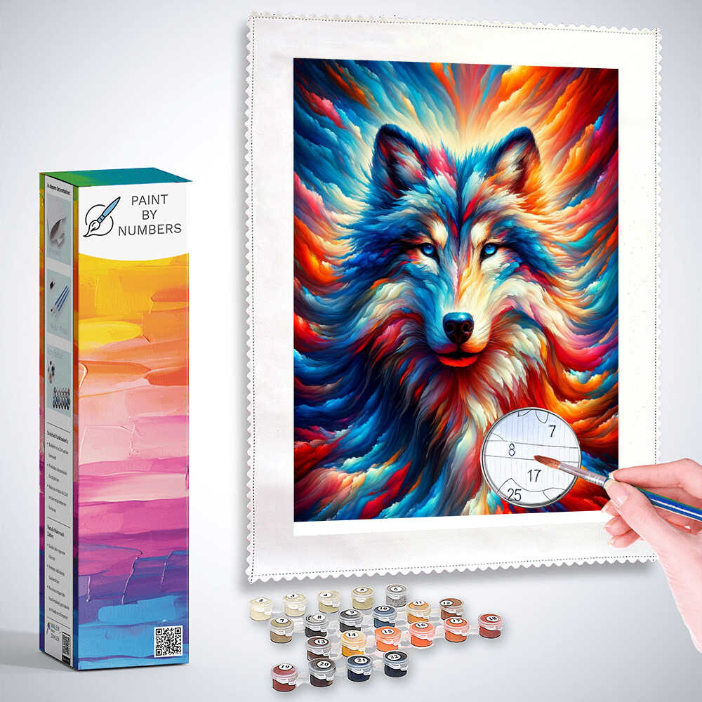wolf frontal abstract - Paint by Numbers