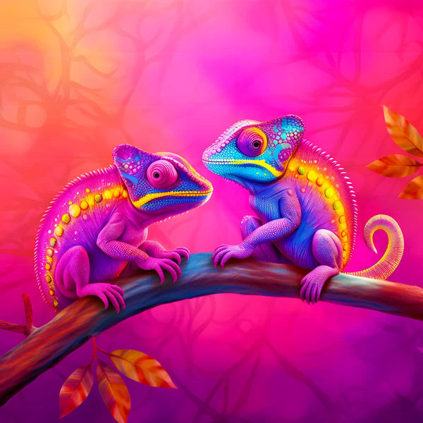 Malen nach Zahlen - Chamäleon Liebe - hochwertige Leinwand - 170523, Chamäleon, Liebe, Neu eingetroffen, Quadratisch, Tiere