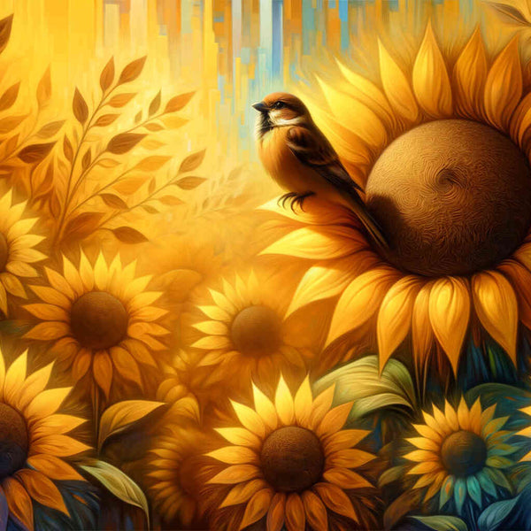 Sunflowers with bird - Paint by Numbers
