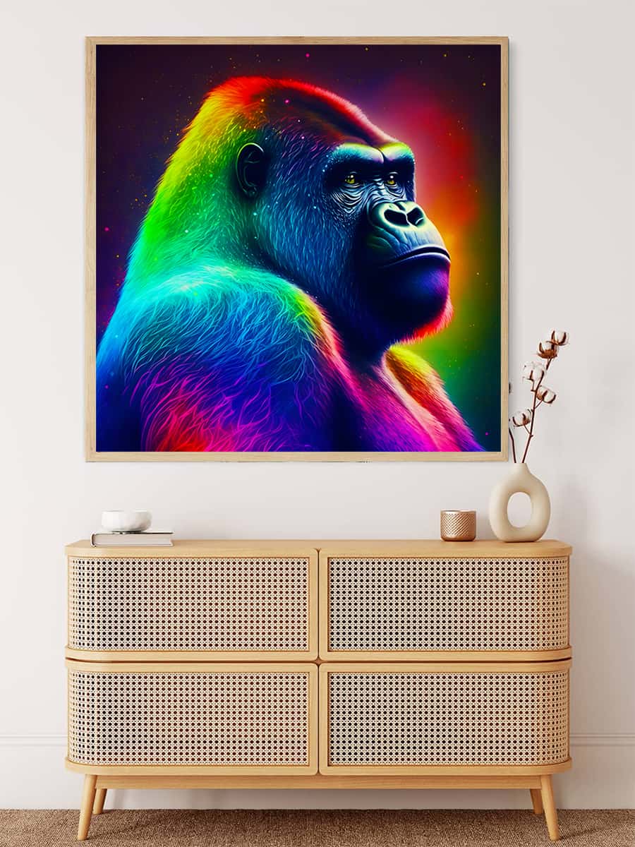AB Diamond Painting - Neon Gorilla - gedruckt in Ultra-HD - AB Diamond, Affe, Neu eingetroffen, Quadratisch, Tiere