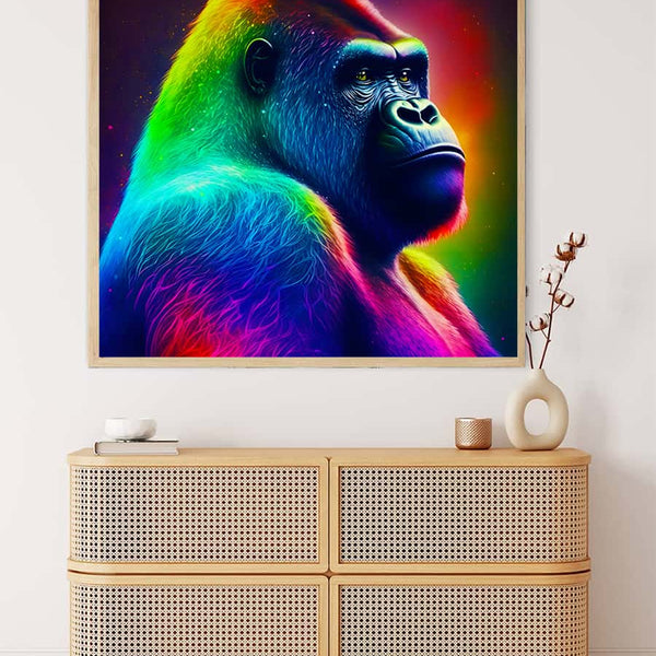 AB Diamond Painting - Neon Gorilla - gedruckt in Ultra-HD - AB Diamond, Affe, Neu eingetroffen, Quadratisch, Tiere