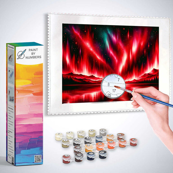 Paint by Numbers - Northern lights in red
