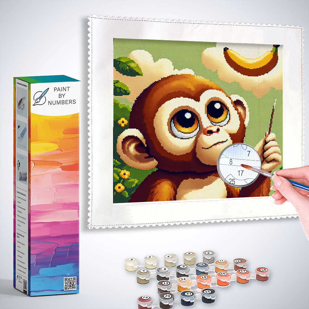 Monkey with banana - Paint by Numbers