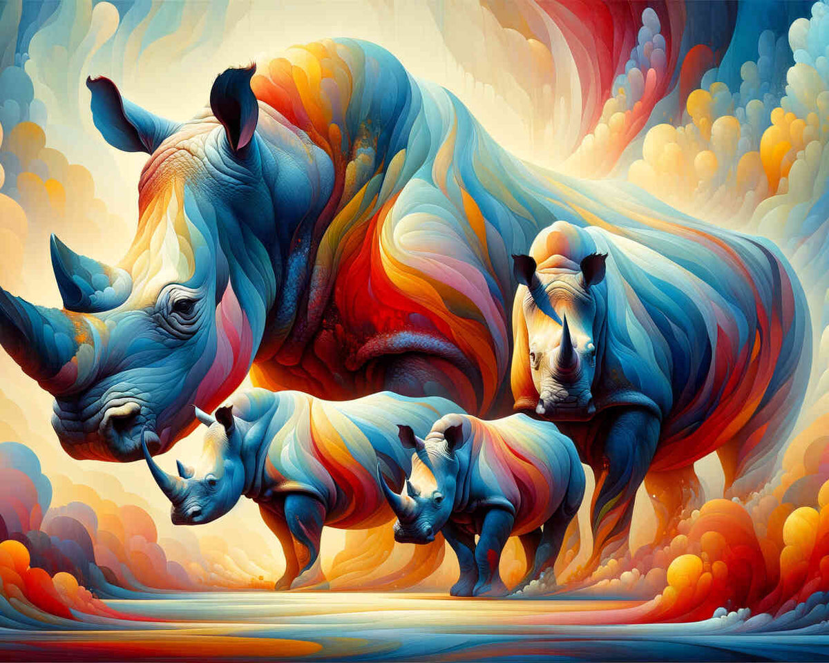 Rhino family - Paint by Numbers