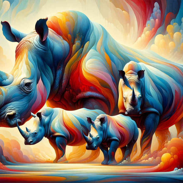 Rhino family - Paint by Numbers