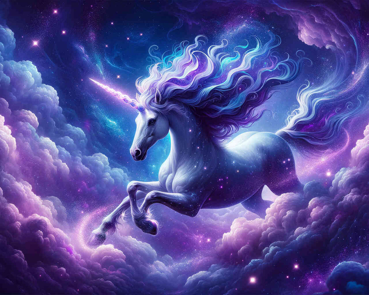 Paint by Numbers - Purple, blue unicorn