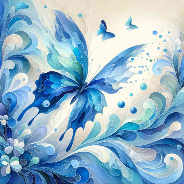 Paint by Numbers - Blue Butterfly Abstract