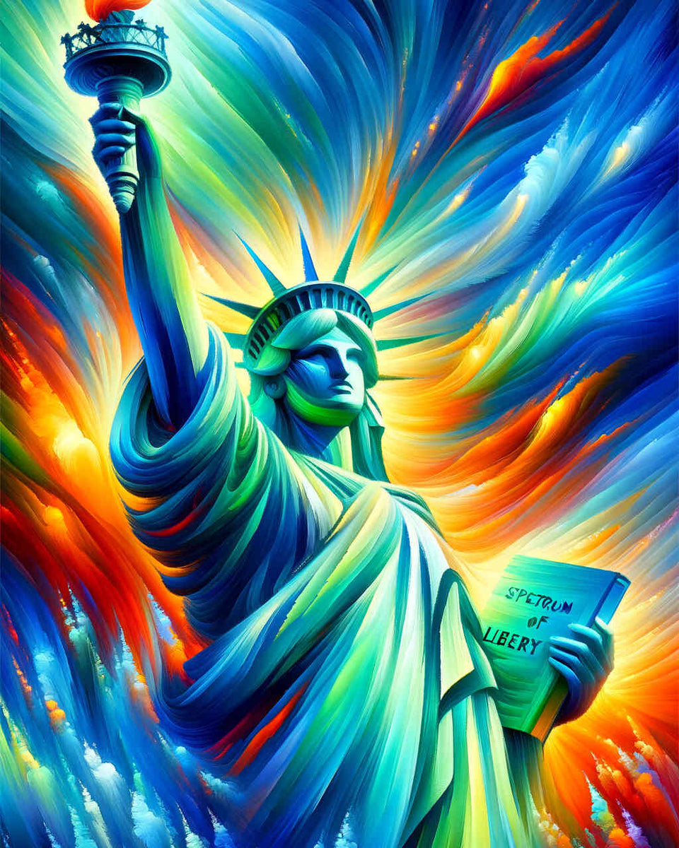 Freedom statue, colorful