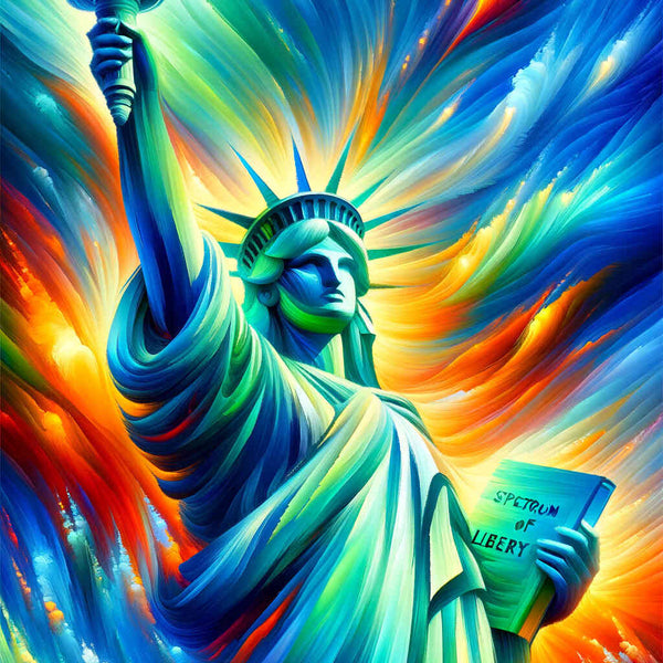 Freedom statue, colorful