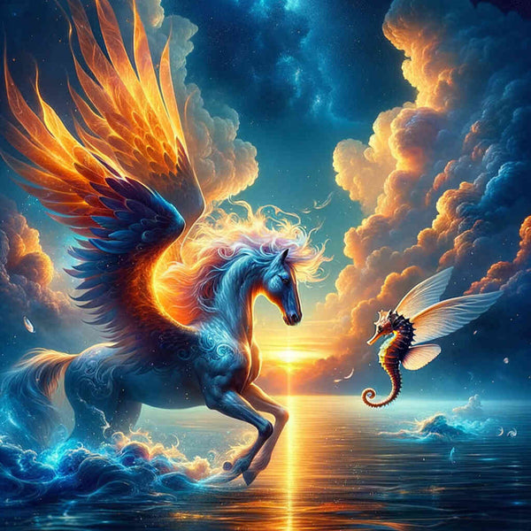 Paint by Numbers - Pegasus and sea horse