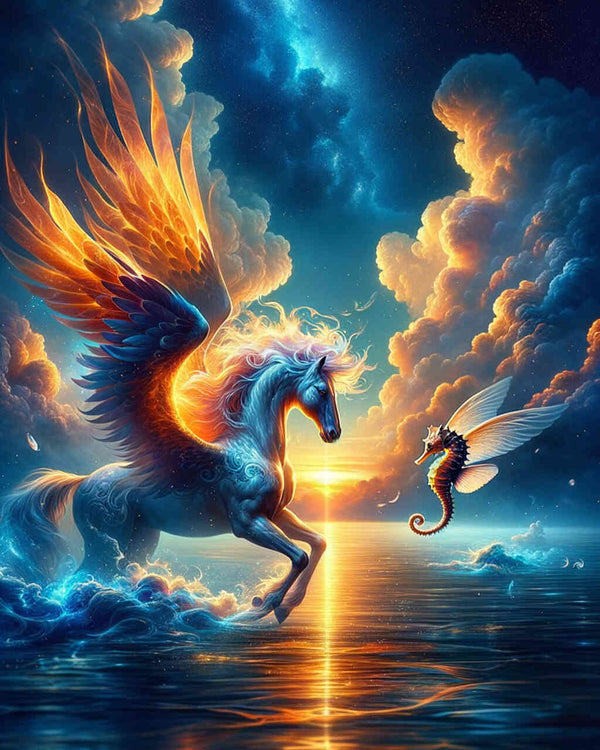 Paint by Numbers - Pegasus and sea horse