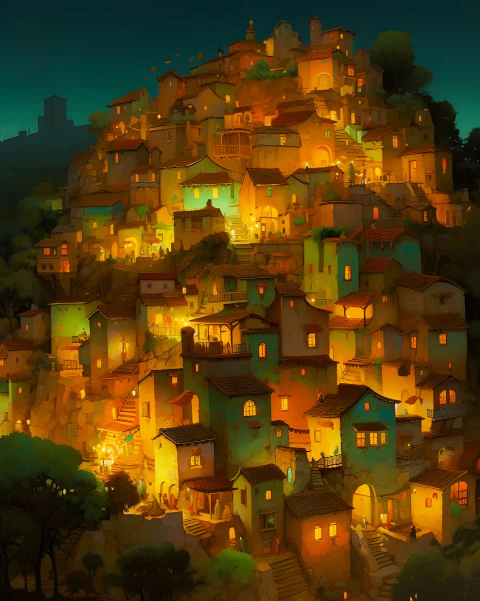 Shining City at Night Diamond Painting Kit - Sparkling Vibrant Buildings - Paint by Numbers