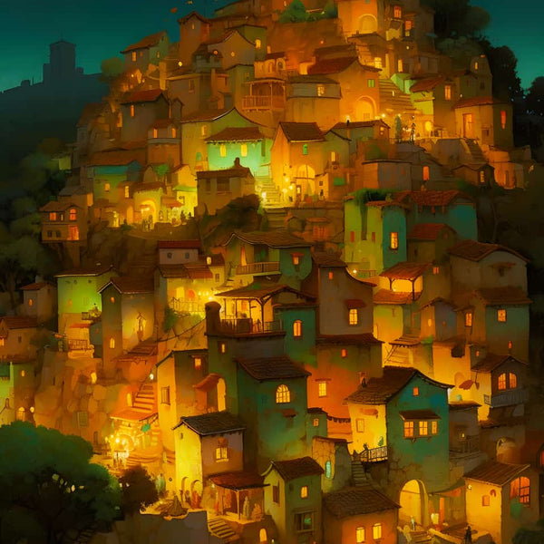 Shining City at Night Diamond Painting Kit - Sparkling Vibrant Buildings - Paint by Numbers