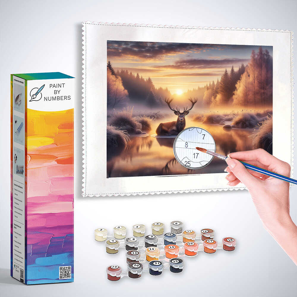Paint by Numbers - Deer in the Morning Gray