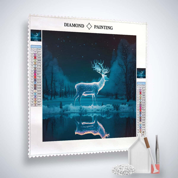 Diamond Painting - Weißer Hirsch - gedruckt in Ultra-HD - Hirsch, Neu eingetroffen, Quadratisch, Tiere