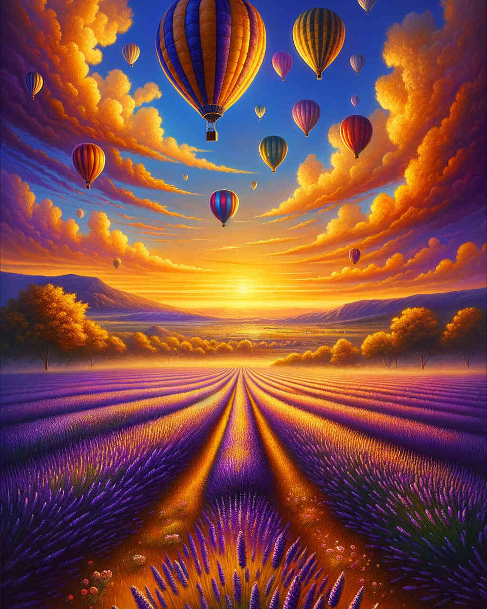Fields, balloons - Paint by Numbers