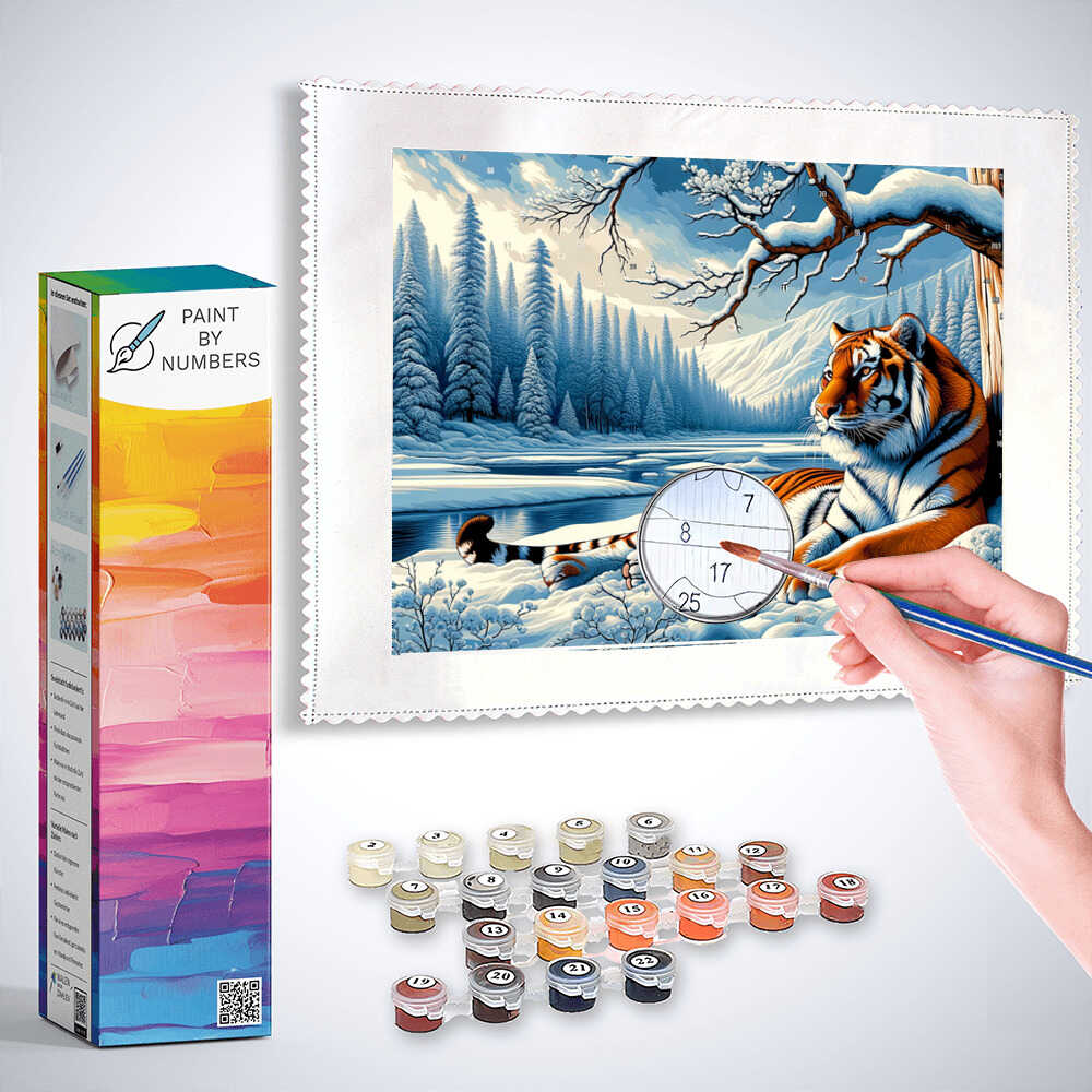 Paint by Numbers - Tiger in snowy landscape