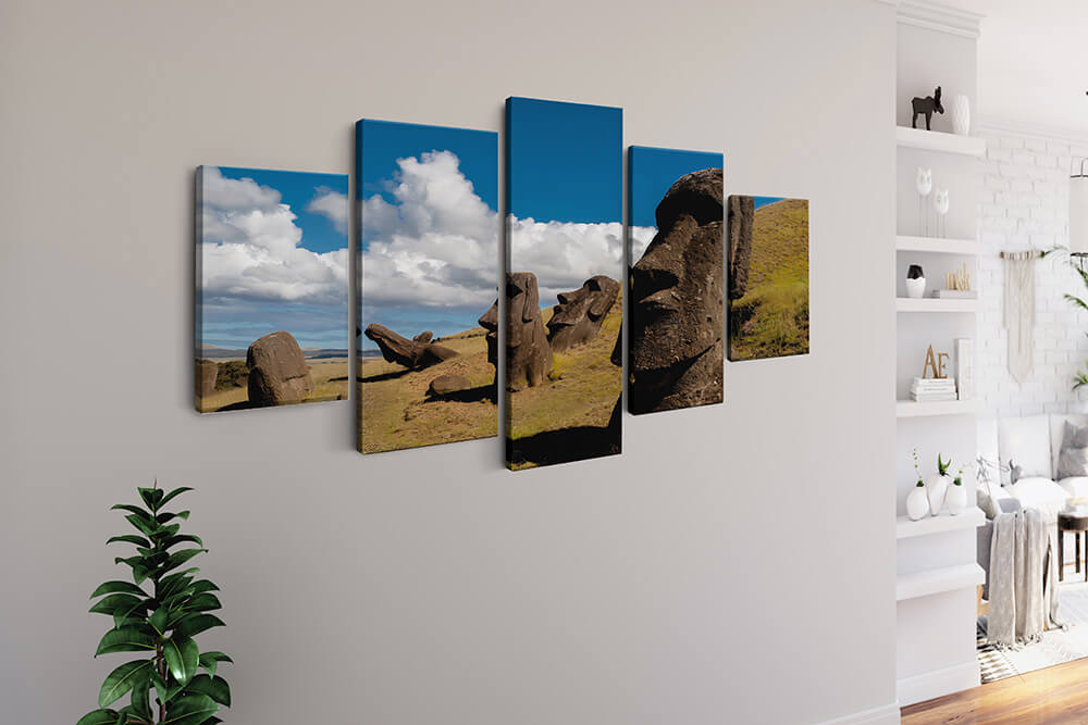 Malen nach Zahlen 5 teilig - Osterinsel Felsen Gesichter - hochwertige Leinwand - multi5, neue_bilder
