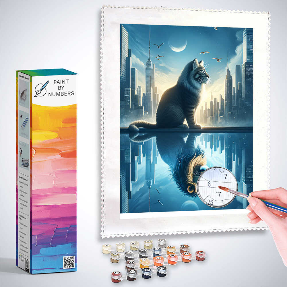 Paint by Numbers - City Mirror Picture Cat Lowe