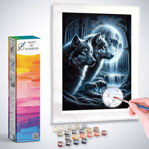 Paint by Numbers - Wolf Couple by Moonlight