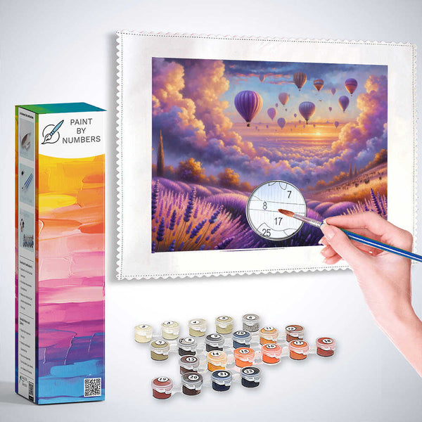 Paint by Numbers - Lavender field, hot air balloon
