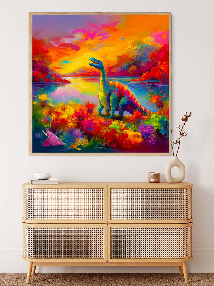 AB Diamond Painting - Dinosaurier Bunt - gedruckt in Ultra-HD - AB Diamond, Dinosaurier, Neu eingetroffen, Quadratisch