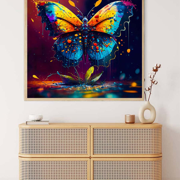 Malen nach Zahlen - Schmetterling auf Wasser - hochwertige Leinwand - 170523, Neu eingetroffen, Quadratisch, Schmetterling, Tiere