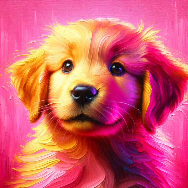 Paint by Numbers - Golden retreiver puppy, pink