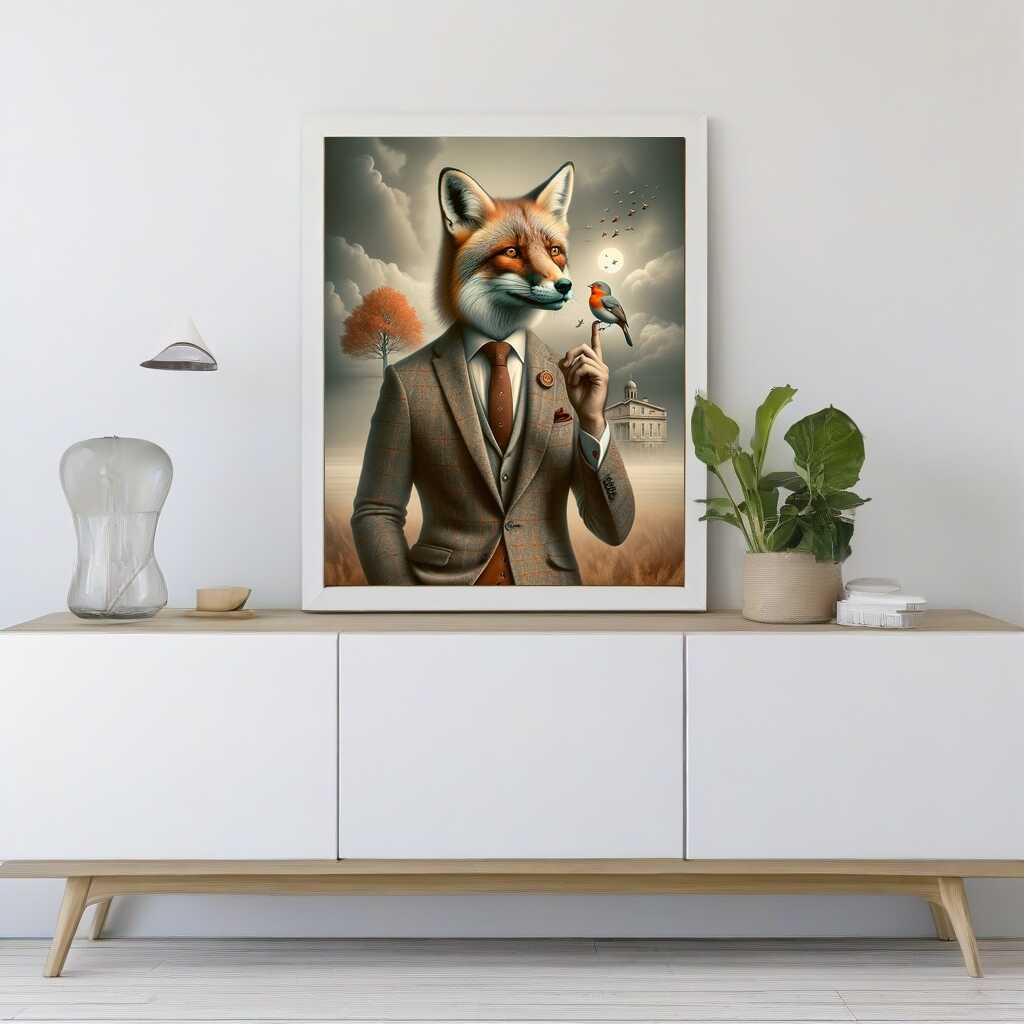 Fox with suit and bird - Paint by Numbers