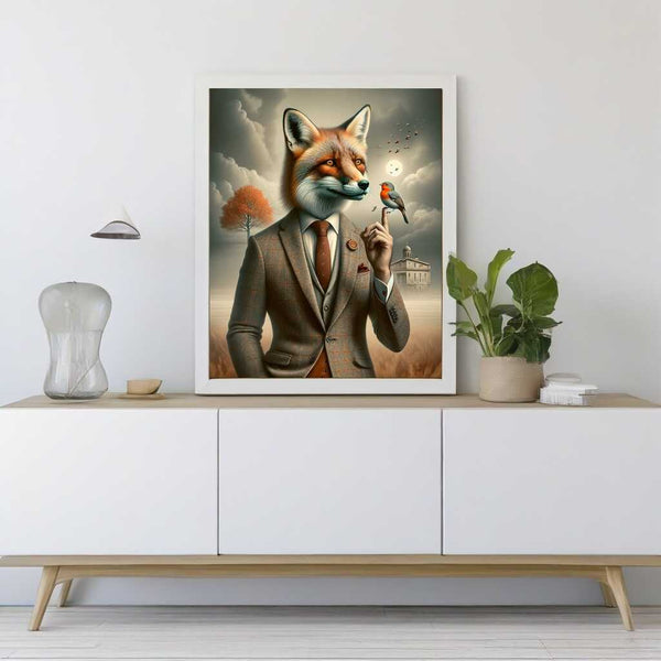 Fox with suit and bird - Paint by Numbers