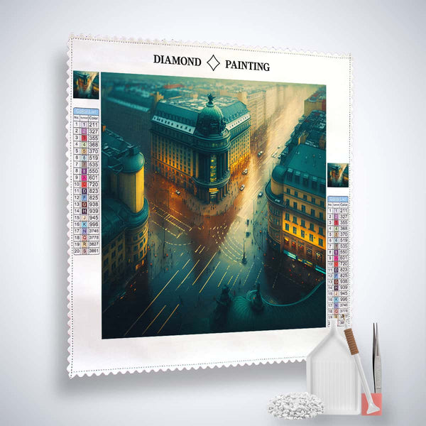 Diamond Painting Kit - Hamburg Outside with Canvas, Acrylic Diamonds, Tweezers, and Application Pen - Paint by Numbers Art