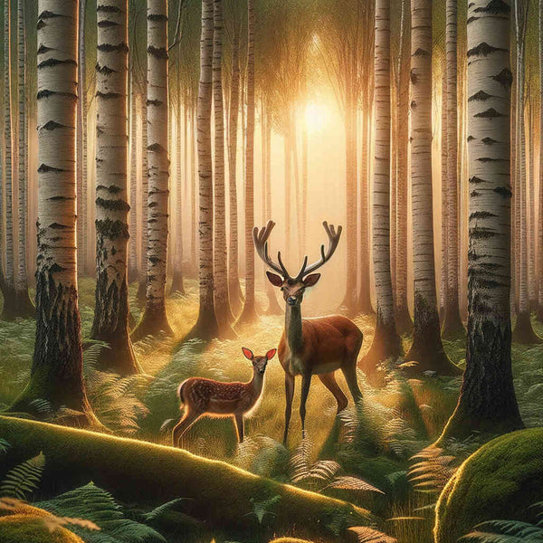 Paint by Numbers - Deer in birch forest