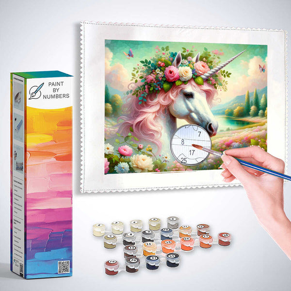 Unicorn with flowers - Paint by Numbers