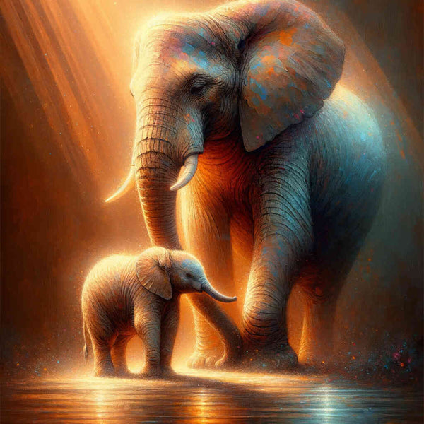 Elephant with calf - Paint by Numbers