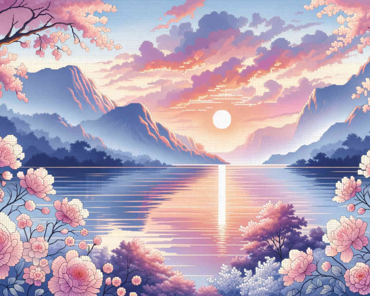 Paint by Numbers - Romantic lake, mountains